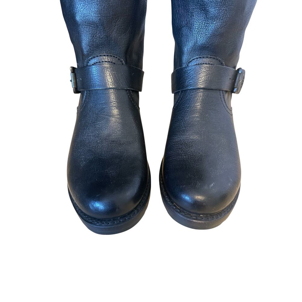 Frye Vintage Black Leather Knee High Veronica Slouch Boot 9 - Picture 5 of 10